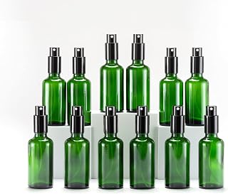 YIZHAO Bottiglie Spray Vetro 50ml, Verde Spruzzino Nebulizzatore Piccolo, per Olii Essenziali, Profumo, Pulizia, Cosmetici, Viaggio, Farmacia - 12 Pcs