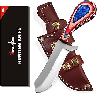 D2 Steel Bull Cutter knife | 8" Cowboy Knives with Scout Horizontal Carry Leather Sheath | Hand Made Hunting Knives EDC Camping Knife Gifts for Men - BNAZIND