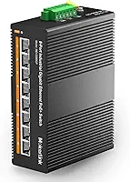 MokerLink Switch Ethernet Industrial Gigabit Poe de 8 Portas para Trilho Din, Alimentação Poe+ de 96 W, Capacidade de Comutação de 16 Gbps, Switch de Rede Não Gerenciável com Classificação Ip40 (-40