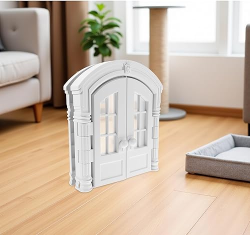 Miniatura 7 de White Dual-Opening Pet Door with Locking Mechanism for Interior Doors Quick Installation Secure Indoor Pet Gate for Cats and Small Dogs Versatile