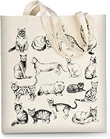 Vista 16 de Bolsa de lona AUSVKAI estética para mujer, lindas bolsas de tela reutilizables de algodón para compras, playa, comestibles