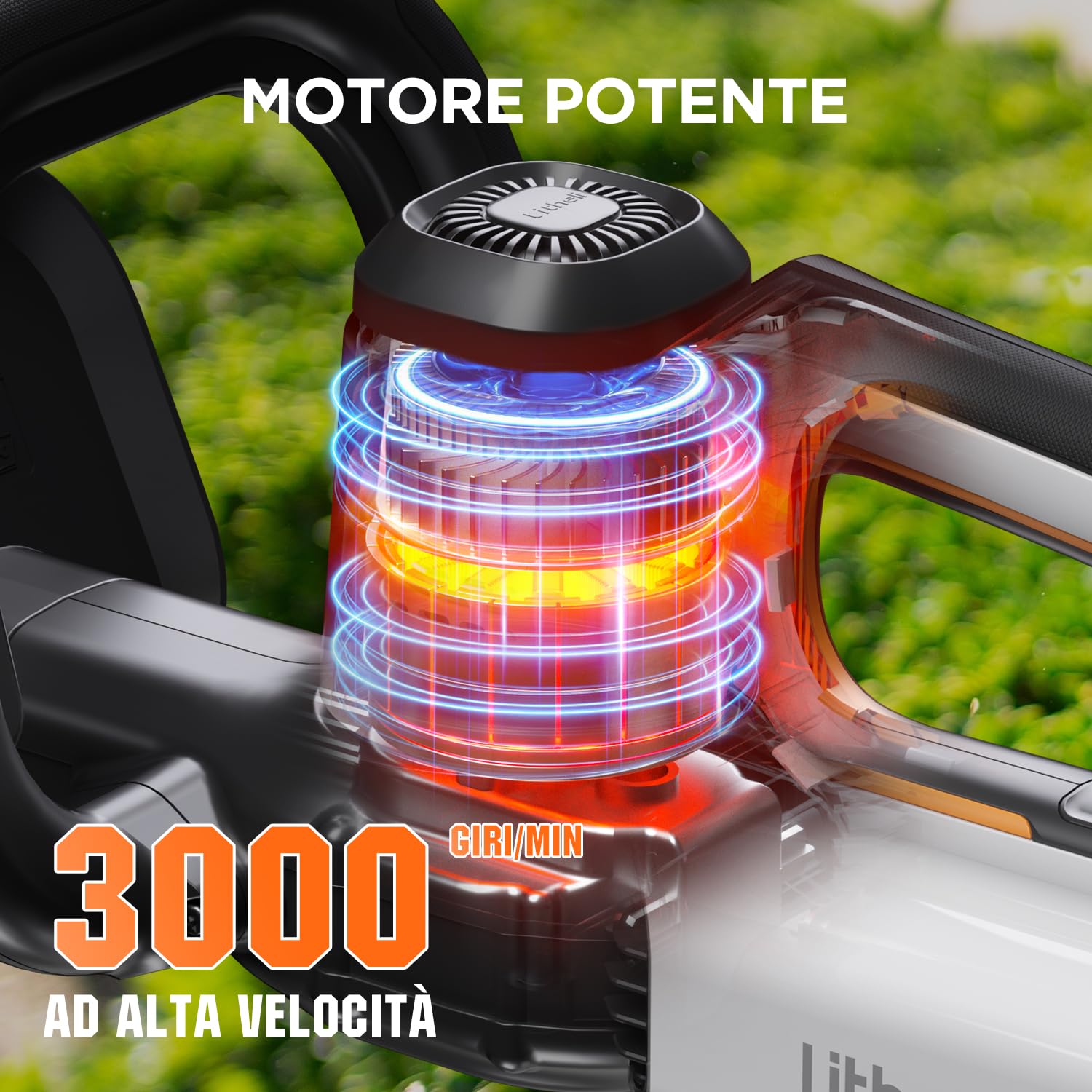Litheli Tagliasiepi a Batteria 20V, Lunghezza Lama 56cm, 20mm Distanza tra i Denti, Con Batteria da 10000mAH, Tagliasiepi Elettrico