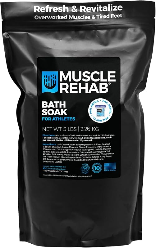 Muscle Rehab Sais de Epsom para Banho, Refil com Sulfato de Magnésio e Óleos Essenciais, 2,27 kg
