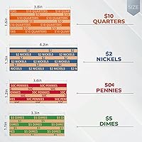 Vista 5 de Envoltorios de monedas 100 surtidos, envoltorios de rollos planos para monedas, incluyendo 30 cuartos, 30 centavos, 20 monedas de diez centavos, 20