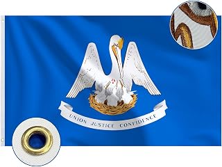 Bradford Embroidered Louisiana State Flag 4x6 feet Outdoor, Heavy Duty LA Louisiana Flags, Vivid Color State of Louisiana Flag with 2 Brass Grommets for Outsides