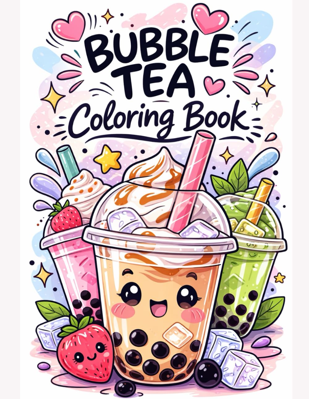 Bubble Tea Coloring Book: Cute and Easy Kawaii Coloring Pages for Kids Ages 4–8