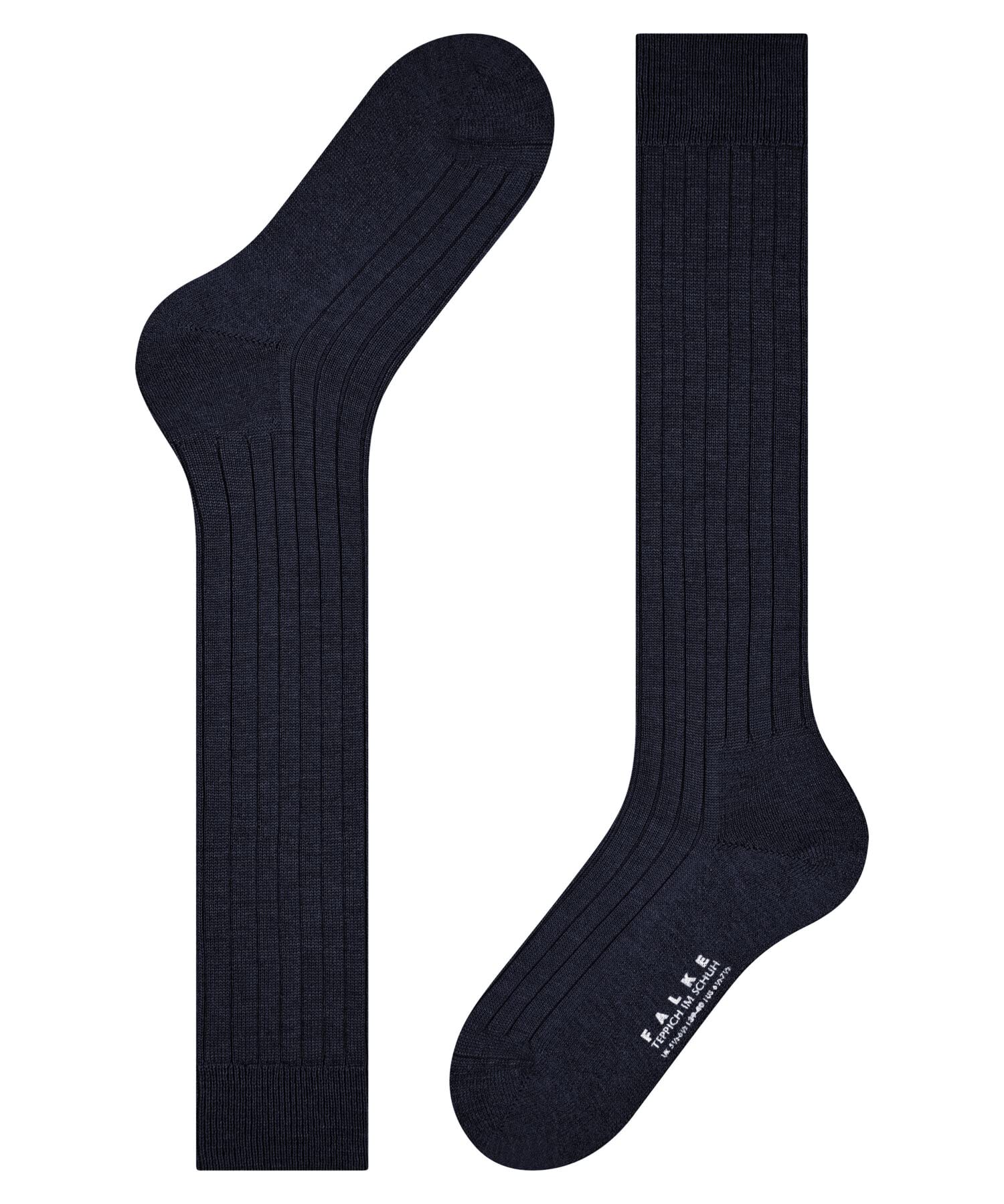 FALKE Mężczyźni Podkolanówki Teppich Im Schuh M Kh wełna długie jednokolorowe 1 Para, Niebieski Dark Navy 6370, 47-48