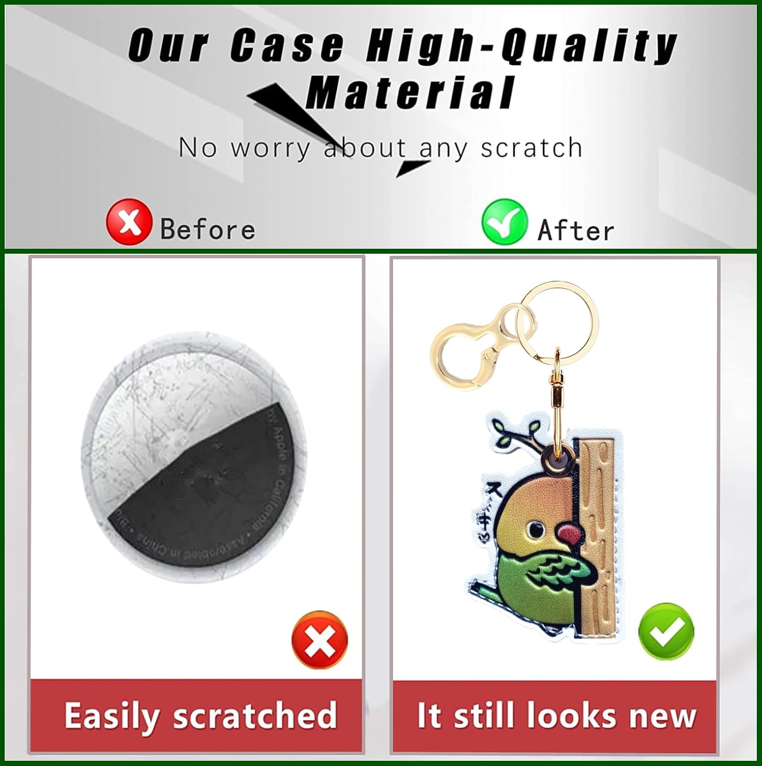 Leather Keychain Holder Case Compatible with AirTag,Cute air tag Cover with Keychain Ring,GPS Tracker Case for Keys - Image 3