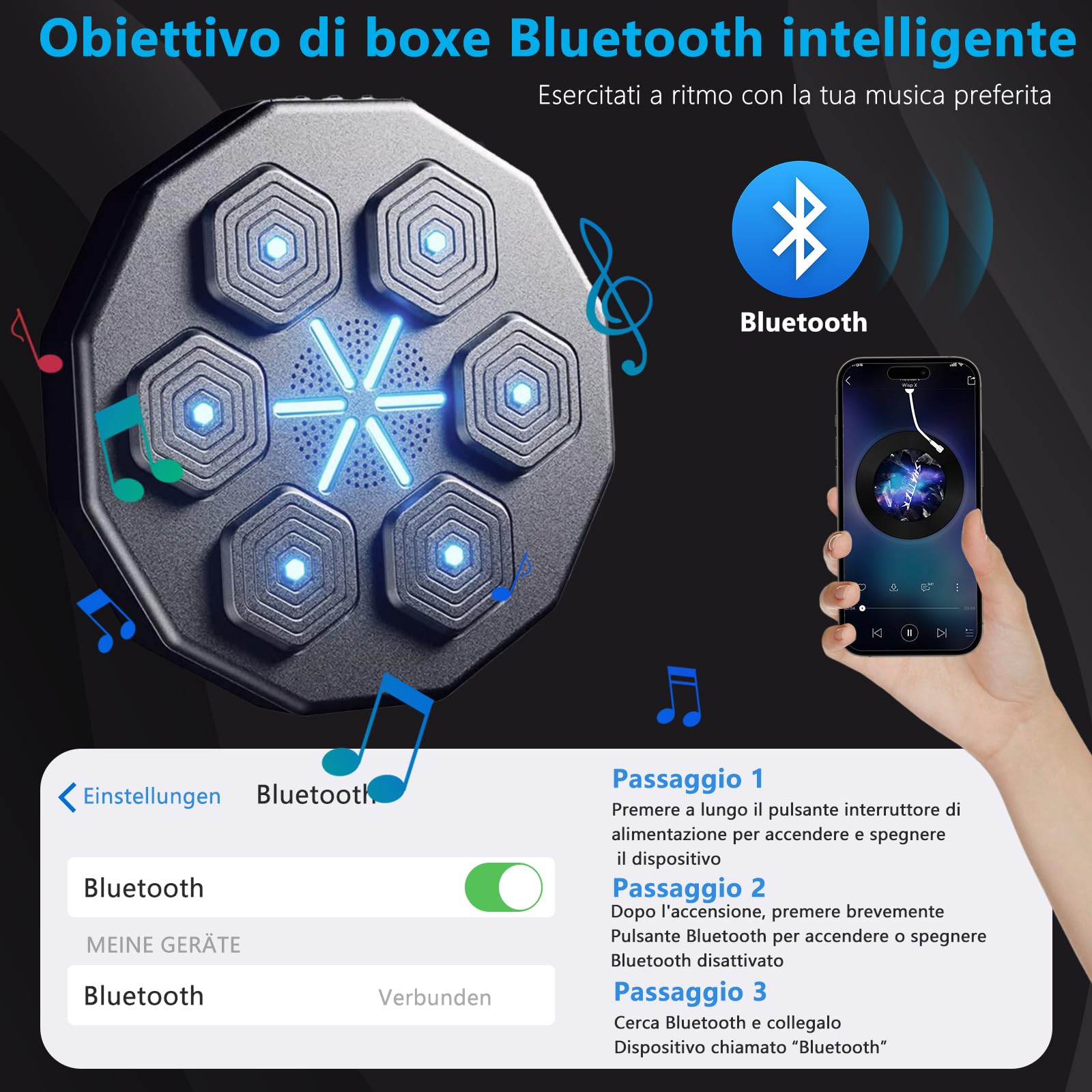 Macchina Da Boxe Intelligente 2024 Con LED E Bluetooth - Allenamento Digitale A Parete Con Guantoni