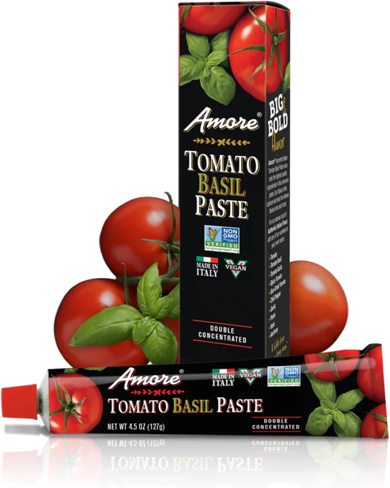 Amore Vegan Basil Tomato Paste Tube, Made in Italy, Pack of 1
