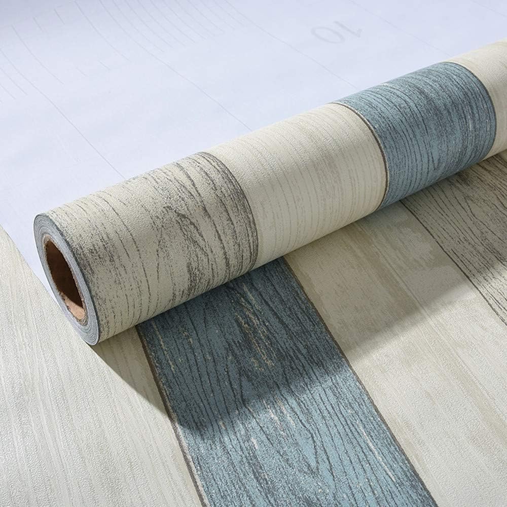 Faux Wood Contact Paper Blue Self Adhesive 15.7"x 118" Removable 3 D Stick Wallpaper for Kitchen Decorative Peel and Stick Retro Country Style PVC Easy Cutting and Clean