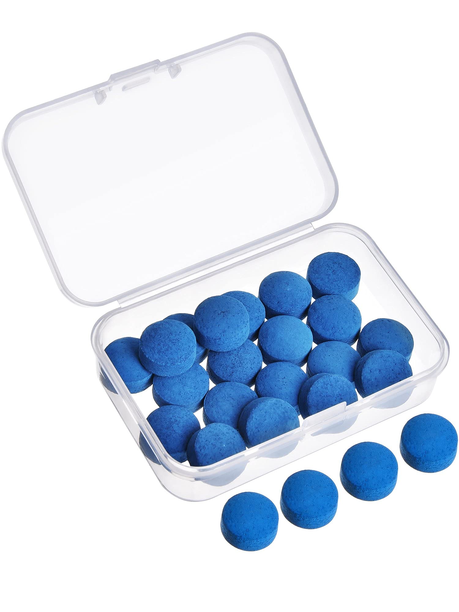 Quesuc 20 Pieces Cue Tips 13 mm Pool Billiard Cue Tips Replacement with Storage Box for Pool Cues and Snooker, Blue