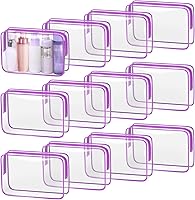 Vista 22 de TISRATOK 12 bolsas de maquillaje transparentes para mujer con cremallera, bolsa de aseo aprobada por la TSA, bolsa de cosméticos a granel para Blanco