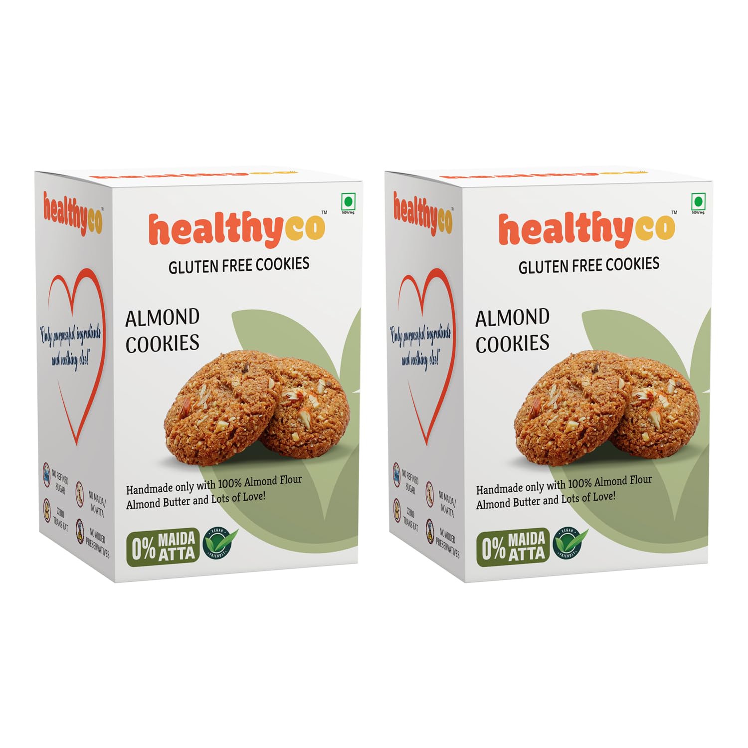 Healthyco Almond Cookies (Pack of 2 - 400 g) - Made of Pure Almond Butter & Almond Flour, Gluten Free Cookies, Vegan Cookies, No Maida, No Atta, No Preservatives, Made with Millets, Handmade Healthy Biscuits, Healthy Snacks for Adults & Kids, Tasty H (B0C2VRWLW6) Amazon Price History, Amazon Price Tracker