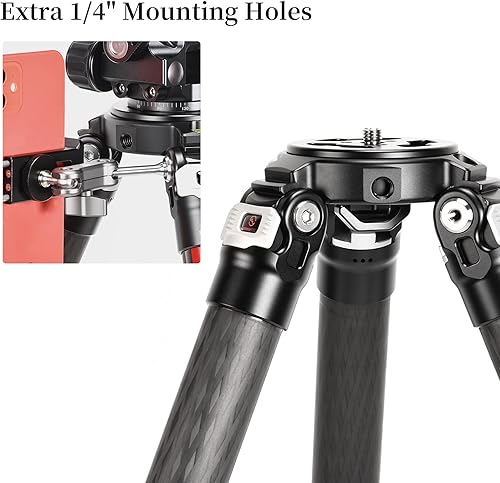 Miniatura 8 de SUNWAYFOTO Trípode de fibra T3650CM para cámara de video, fotografía, peso al aire libre, impermeable, carga de 55.0 libras