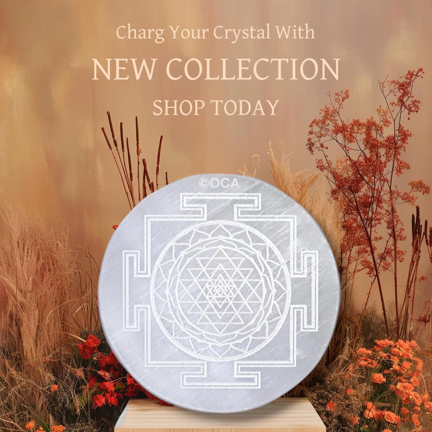 Selenite Charging Carving Shree Yantra Selenite Plate, Vastu, Meditation, Home Decore, Pooja, Menifest by Orgonite Crystal Agate — Amazon image 5