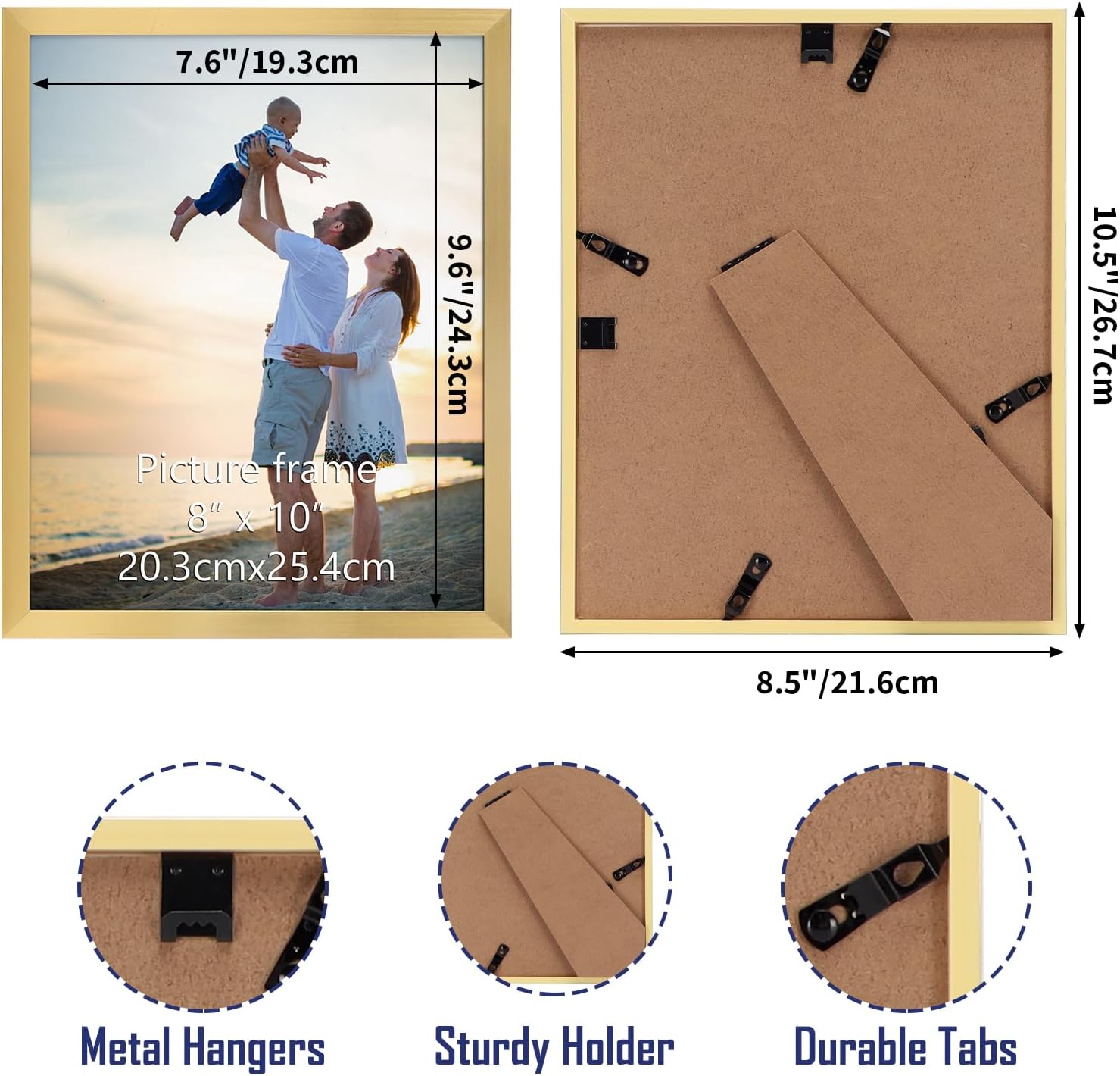 Hoikwo 18 Packs 8x10 Gold Multi Plastic Picture Frames Set with Plastic Cover for Family Photos, Artwork, Light Weight Bulk 8 by 10 Frames Pack for Wall Hanging and Table, Stylish Picture Frames