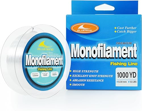 Miniatura 53 de BLUEWING Sedal de pesca monofilamento 6,8,10,12,15,20,25,30,40,50,60,80,100,130,250,300,400 libras, 50,100,500,1000,3000 yardas, hilo de pescar mono