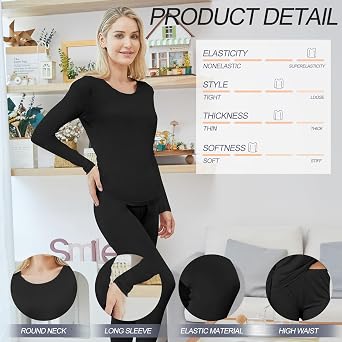 Panitay 2 Sets Women's Silk Thermal Underwear Set Mulberry Silk Long Base Layer Pajamas Top Bottom for Winter