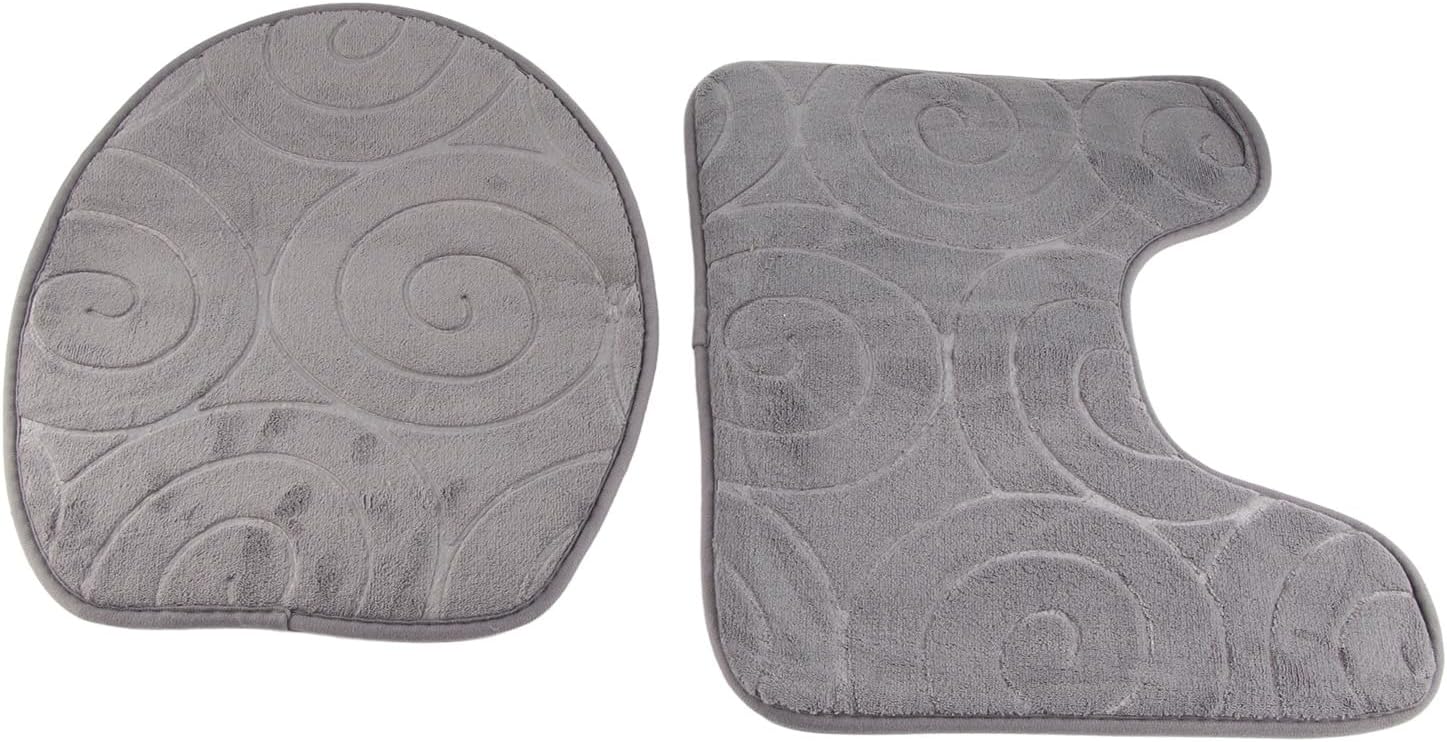 3 Pcs Bathroom Floor Mat Set, Non Slip Toilet Bath Mat, Absorbent Carpets for Bathroom Sink, Toilet and Floor(Gray)