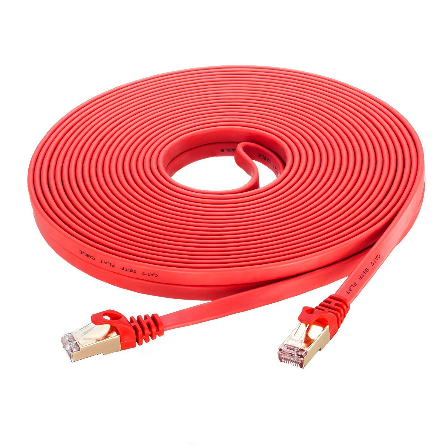 Cable Plano de Red LAN Cat 7, Cable Ethernet, módem, Gigabit LAN, Cable de conexión Plano, Cable de instalación Cat. 7, Cable Bruto, LAN, S, FTP, PIMF, apantallamiento con Conector RJ 45