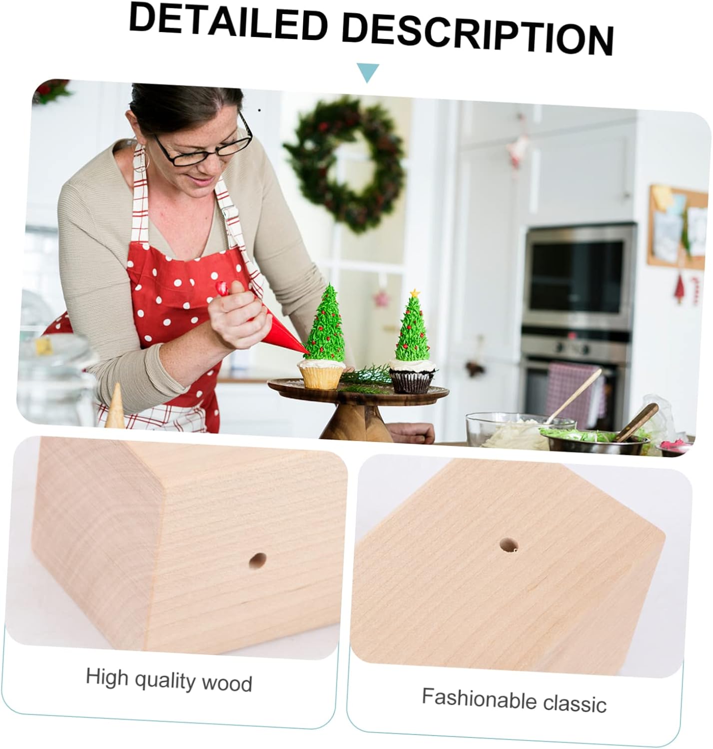 3pcs Wood Carving Flower Nail Display Base Baking Tool Decoration Compatible Flower Nails for Cakes and Desserts