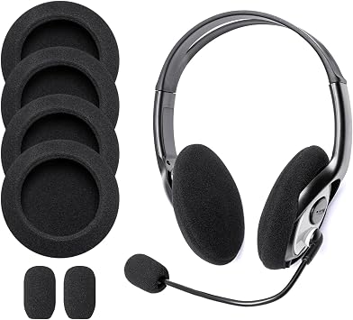 LX-3000 Earpads, Compatible with Microsoft Lifechat LX-3000 Headsets, lx 3000 Headset Replacement 2 Pairs Ear Pads + 2 Foam Mic Covers, Thick High-Density Foam Cushion Covers