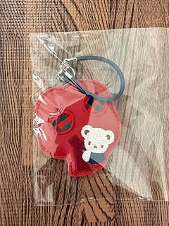 ファミリア チャーム 現行 赤い花形クマ刺繍キーホルダー