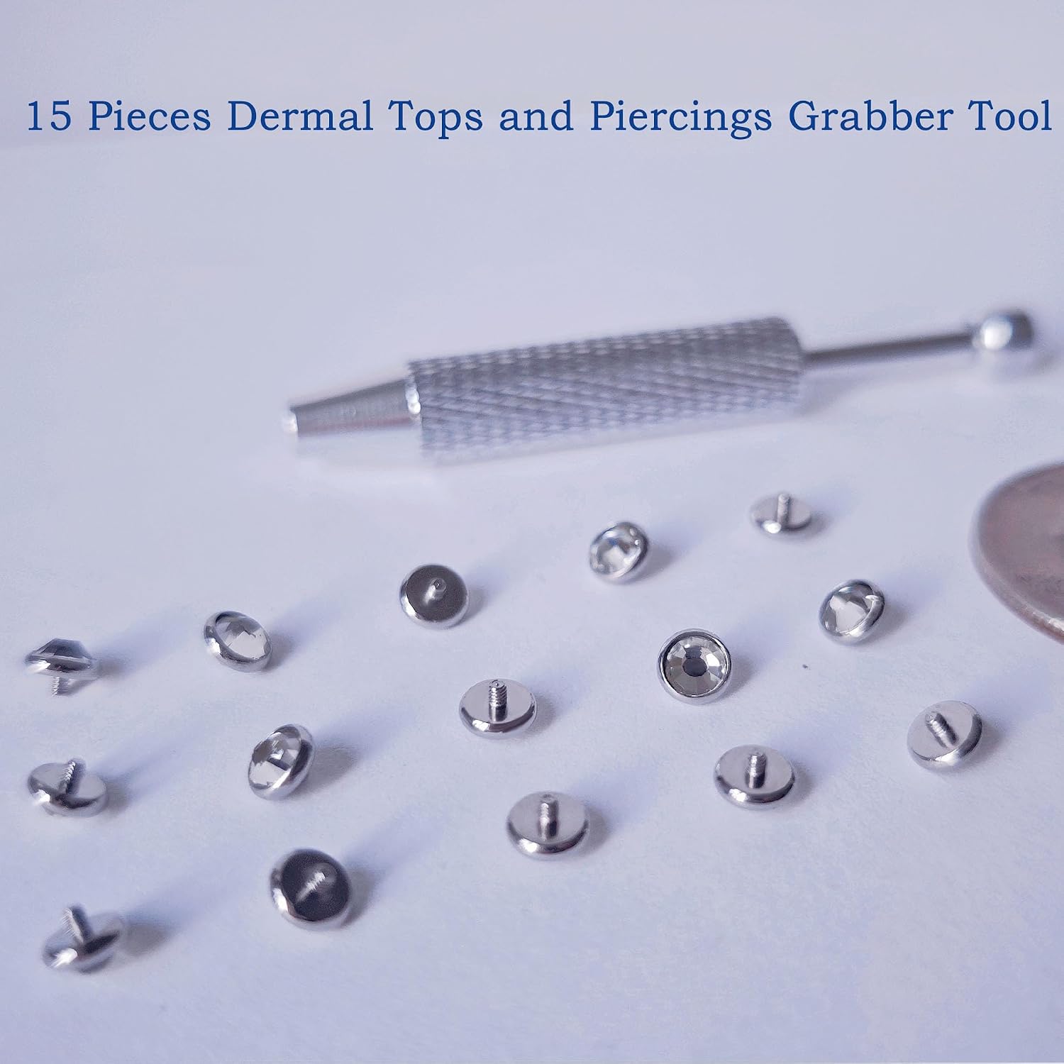 14G Dermal Jewelry Stainless Steel 3/4/5mm Dermal Tops and Piercing Tool