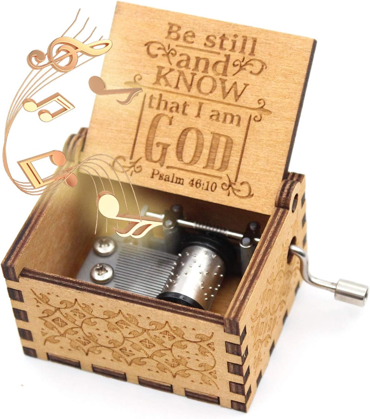 ukebobo Wooden Music Box Christian Music Box,Psalm 4610