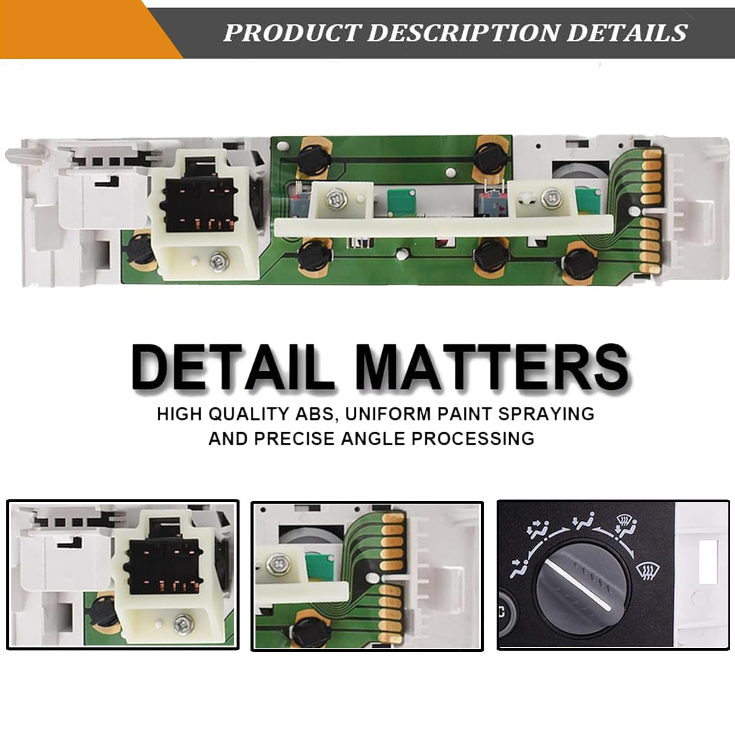 A/C Heater Control Switch Panel Without Rear Window Defogger Replacement for 1996-2000 C1500 C2500 C3500 K1500 K2500 K3500 9378815 599-007 16238895