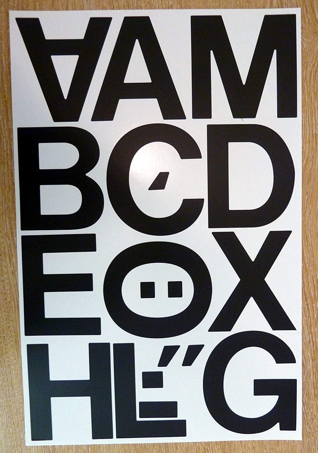 Pack of 63 x 3" (75mm) Black Vinyl Sticky Letters, Self-Adhesive, Stick on, Cut-to-shape, waterproof lettering for signs, vehicles, boats, posters & school projects