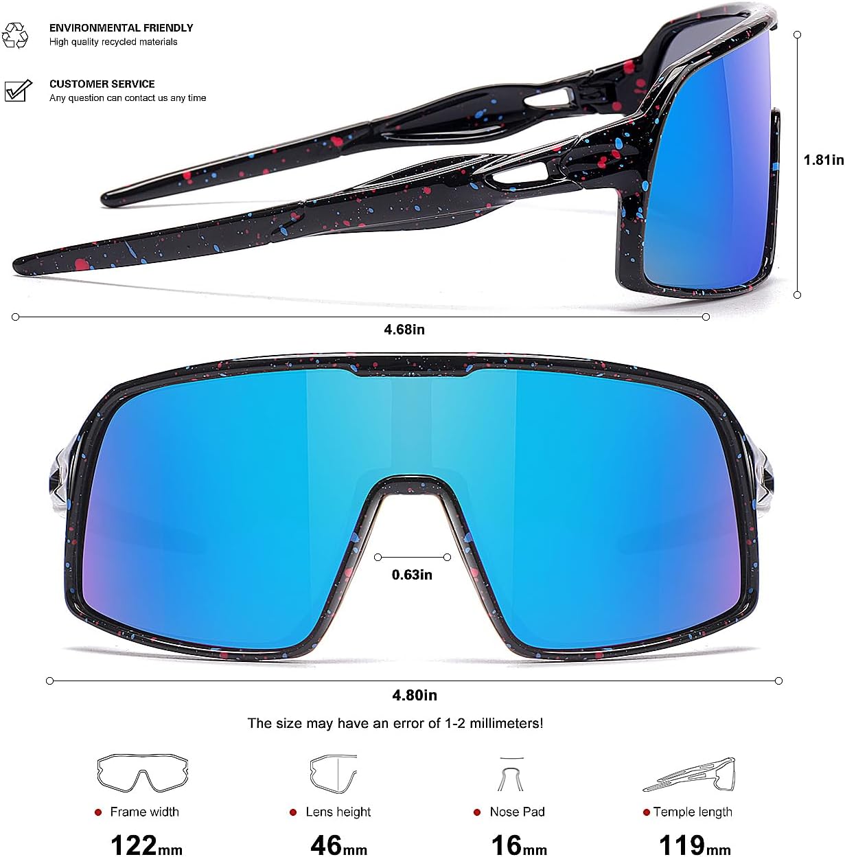 3PACK Kids Baseball Sunglasses for Boys Girls Polarized Youth Softball Cycling Sports UV400 Protection Goggles - Image 5