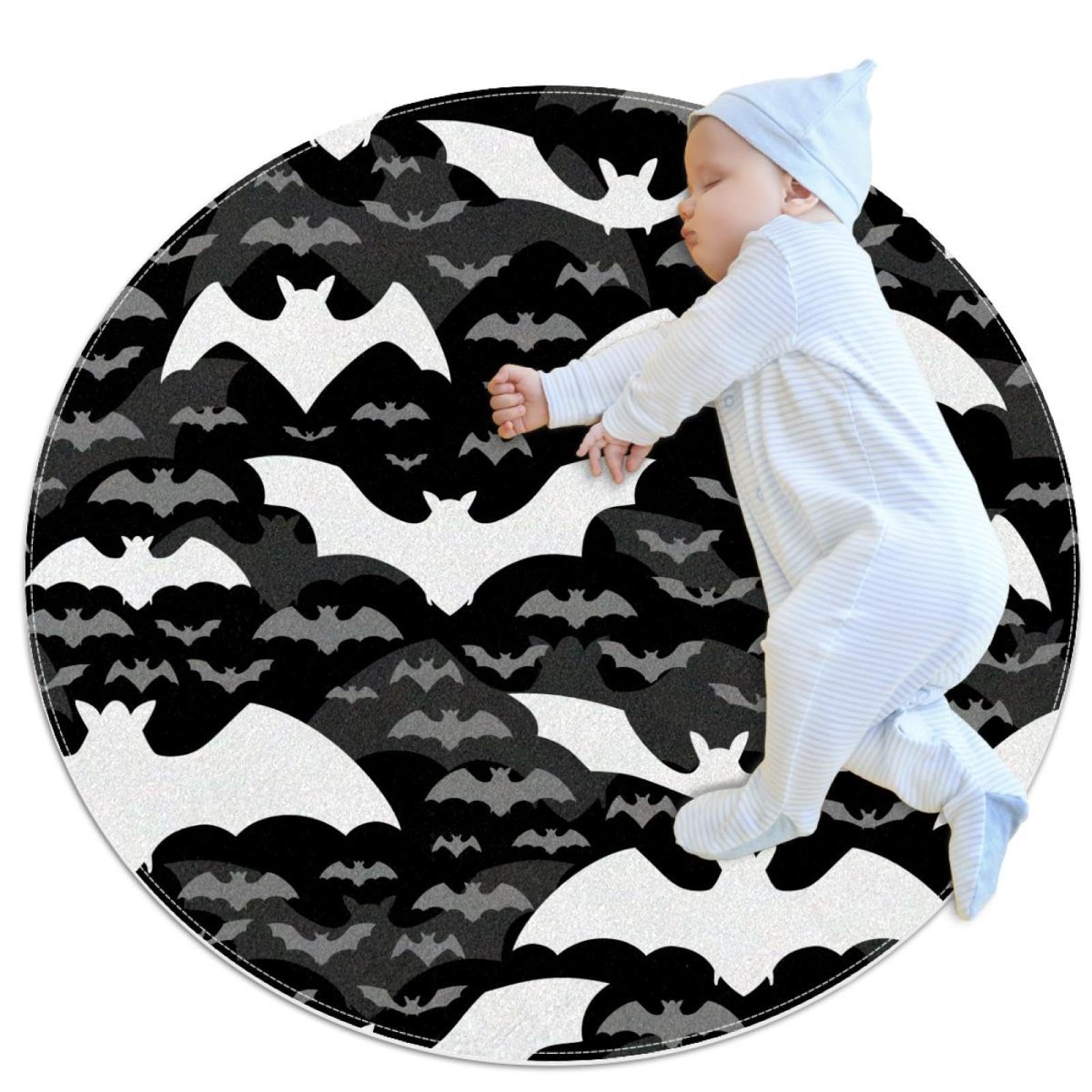 Tapis de salle de bain antidérapant et doux motif chauve-souris pour chambre