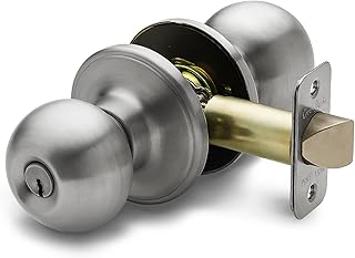 Copper Creek Entry Door Knob – Keyed Entry Handle with Lock and Key, ANSI Grade-3 Certified, DIY-Friendly Install for Interior and Exterior Entrance Doors – Satin Stainless (1 Pack)