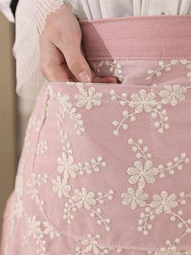 Miniatura 7 de Delantales de chef unisex blanco retro algodón criada corto 2 bolsillos cintura camarera mitad delantal