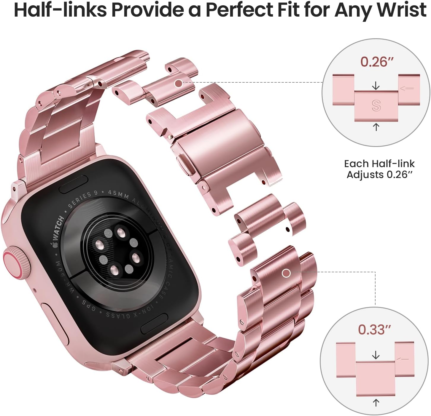 Metal Band Compatible with Apple Watch Bands for Men 49mm 46mm 45mm 44mm, Stainless Steel Strap for iwatch Bands Ultra 3 2 SE 3 2 Series11 10 9 8 7 6 5 4 3 2 1 Business Casual Fashion