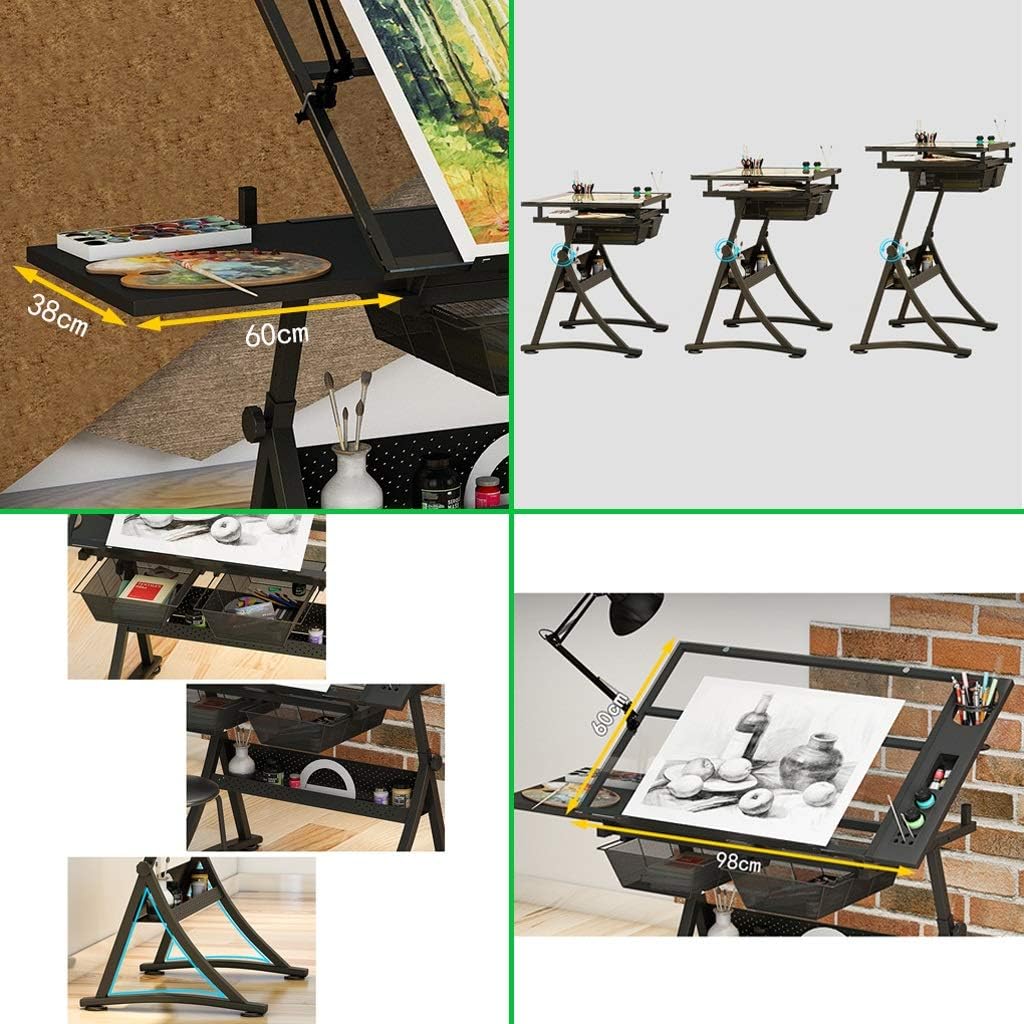 Drawing Desk Drafting Tables Height Adjustable Drawing Desk, Tiltable Craft Table with Storage, Large Art Desk, for Home Office Drafting Table