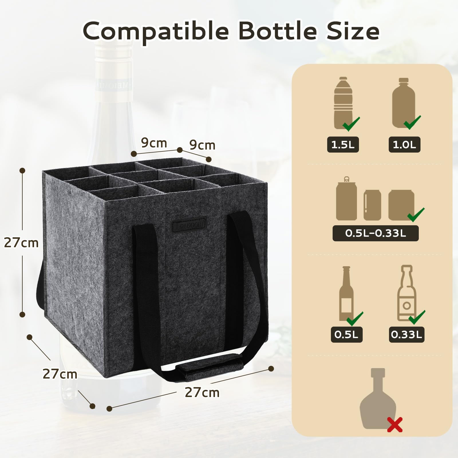 Lewooilt Bottle Bag 9 Compartments - Image 4