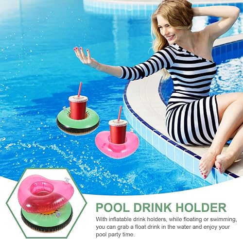 Miniatura 3 de Totority Flotadores de bebidas para piscina, portavasos inflables para adultos, paquete de 4