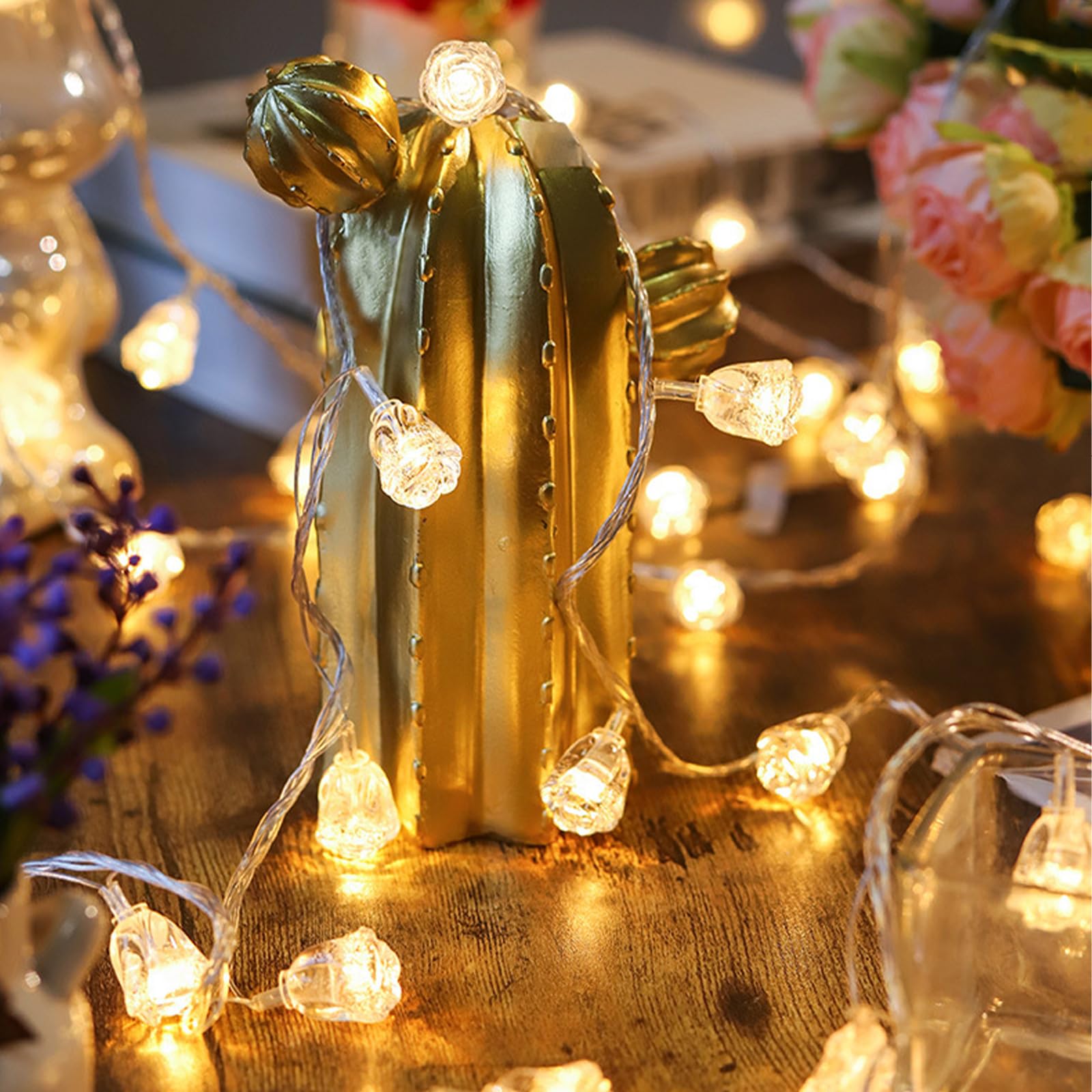 Koboko Led-rozenlichtsnoer, 3 meter, 20 lampen, warm wit, decoratieve verlichting