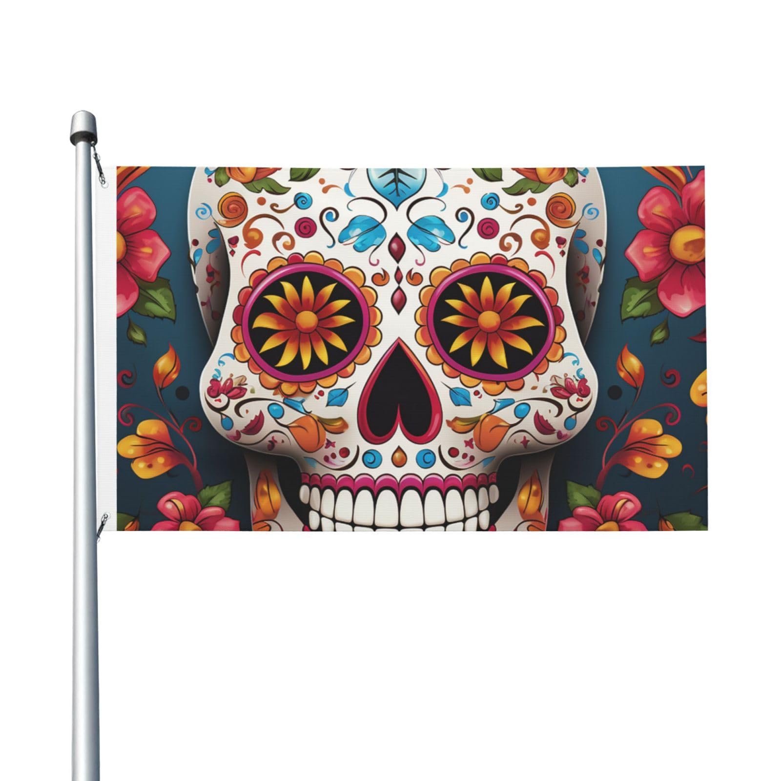 Flag 3x5 FT Garden Flag for Outside Colorful Sugar Skull Double Sided Holiday Flag Heavy Duty Large Banner with Brass Grommets Fade-Resistant Outdoor Flags for Home Decor
