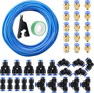 100ft 6mm OD 4mm ID Polyurethane PU Air Hose Pipe Tube Kit, High Flexibility Pneumatic Tubing Air Line Tubing, Blue