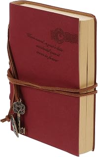 Ciieeo Caderno Vintage Couro Pu Clássico Diário De Viagem Recarregável Caderno Caderno Páginas Em Branco Com Chaveiros Sketchbook Diário Dos Alunos Vermelho