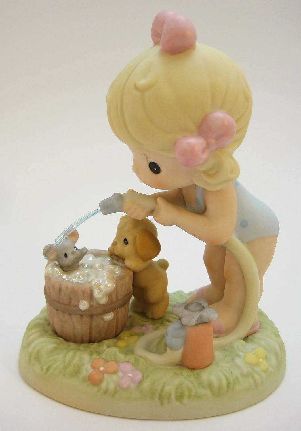 Precious Moments "Squeaky Clean" Girl Washing Mouse & Puppy