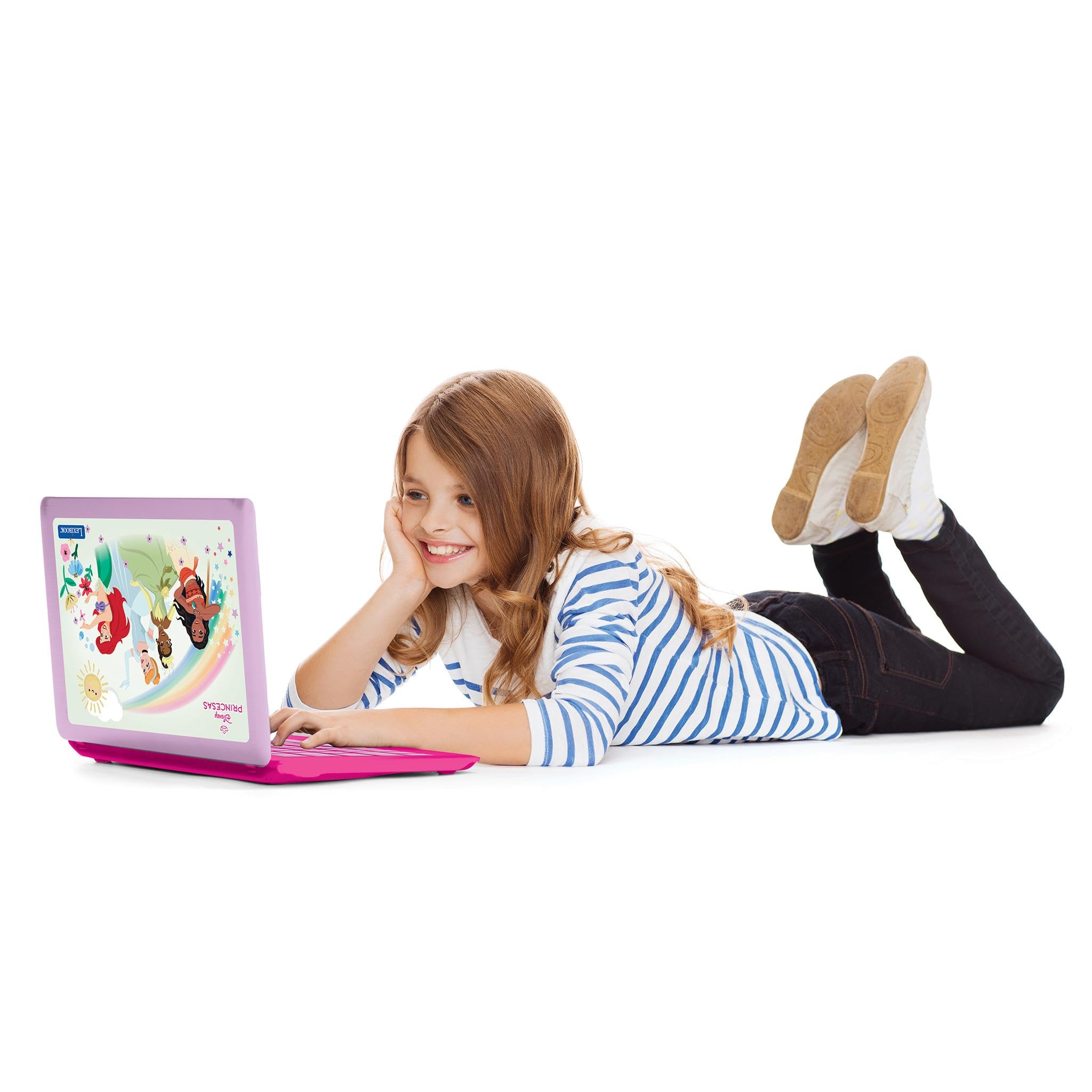 LEXIBOOK, Princessas Disney, Portatile Bilingue e Educativo Spagnolo/Inglese, Giocattolo per Bambini, 170 Attività per Imparare, Giocare Giochi e Musica, Grande Schermo Rosa, JC599DPi2LXB