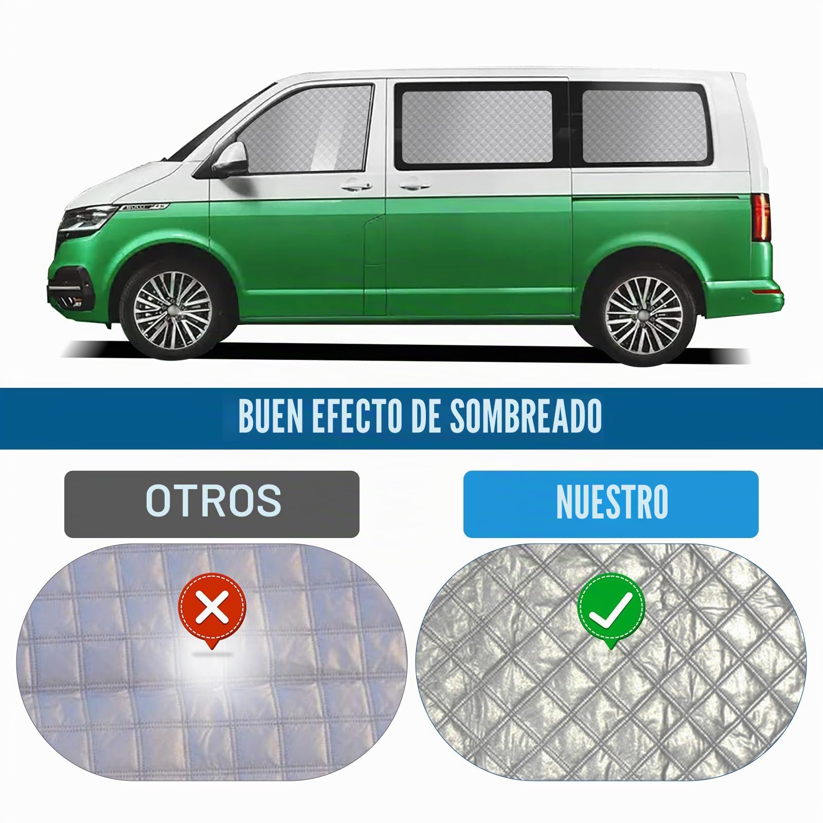 Cubierta de parabrisas para VW T4 (LWB), parasol de coche delantero interior kit, parabrisas delantero, protección UV y persianas térmicas ocultas