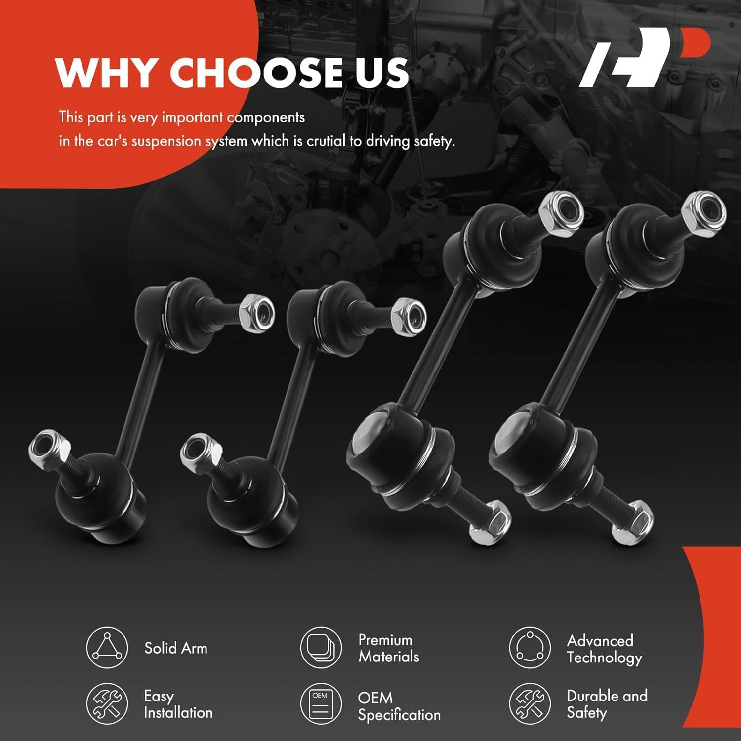 A-Premium Set of 4, Front & Rear Sway Bar Links Kit Stabilizer Bar Links Compatible with Mazda CX-7 2007 2008 2009 2010 2011 2012