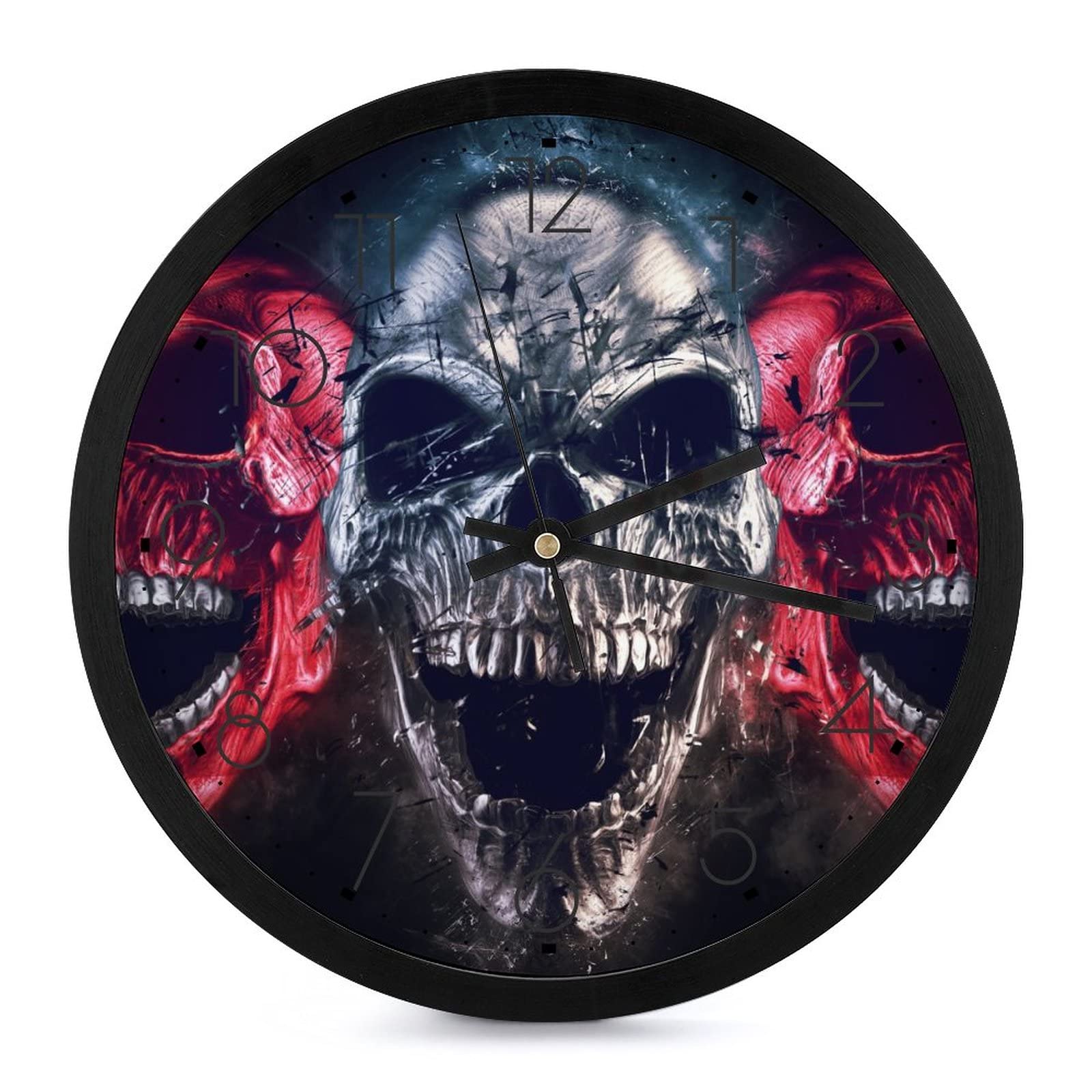 Horloge murale tête de mort ronde 25.4cm lisible pour rompre la monotonie