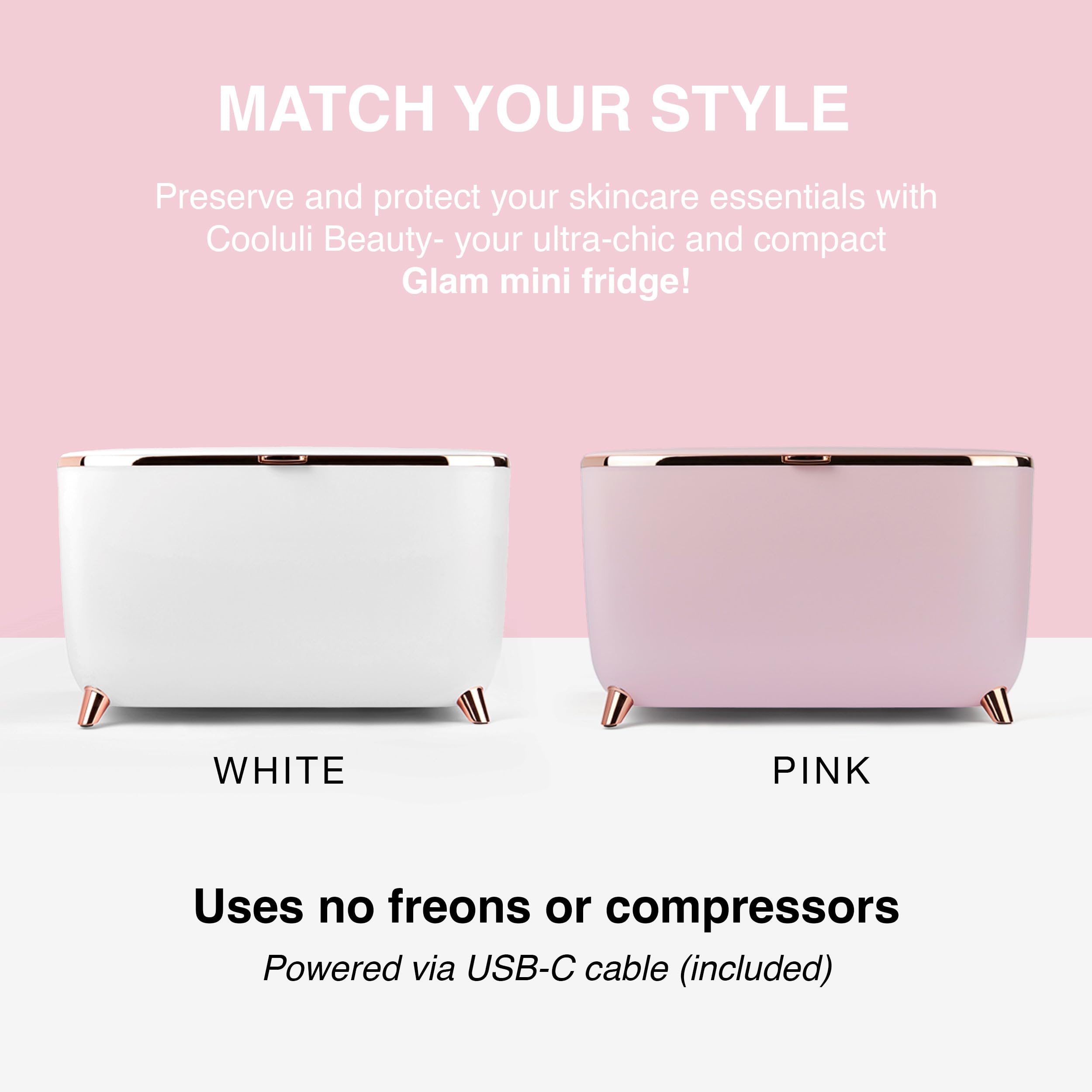 Cooluli Glam 9L Mini Skincare Fridge - Pink Mini Fridge for Skin